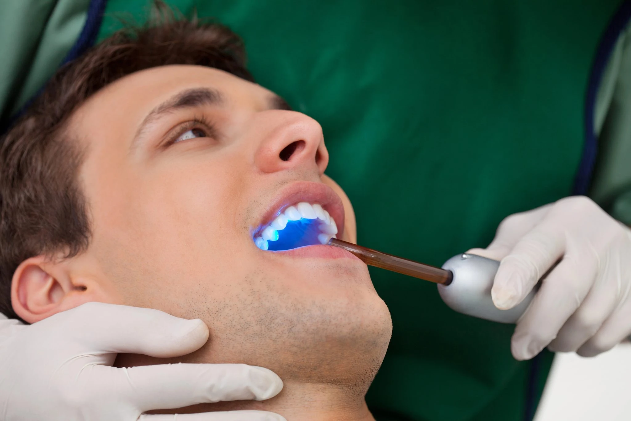 Patient receiving a cosmetic dental procedure